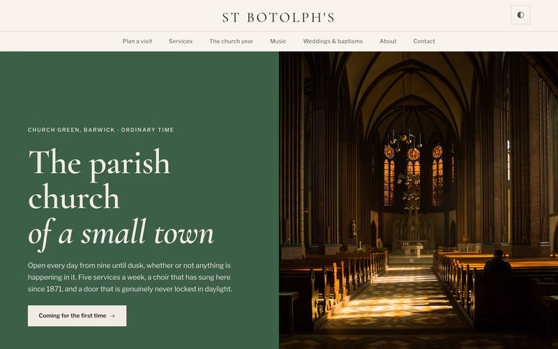 The “Front page” page of the Canterbury template
