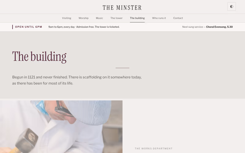 The “The building” page of the Chapter template