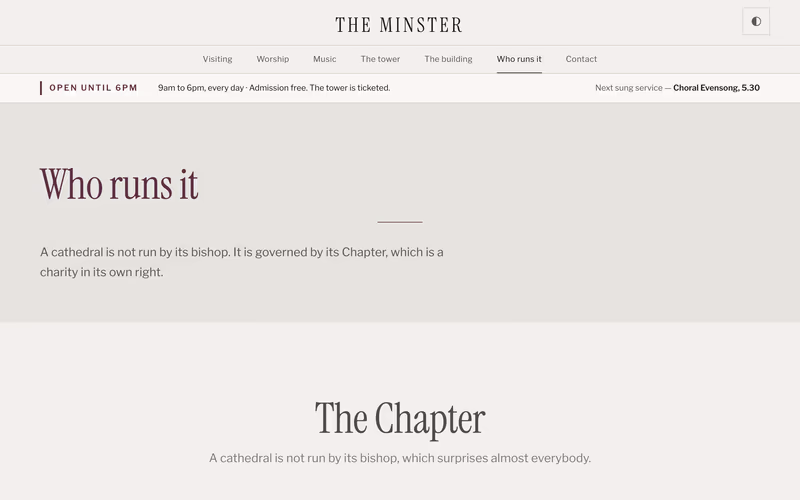 The “Who runs it” page of the Chapter template