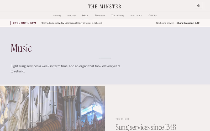 The “Music” page of the Chapter template