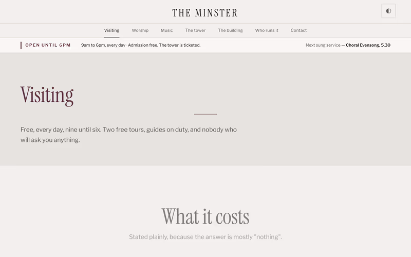 The “Visiting” page of the Chapter template