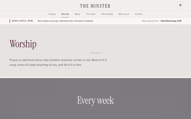 The “Worship” page of the Chapter template
