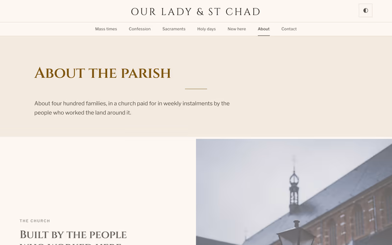 The “About” page of the Sanctus template