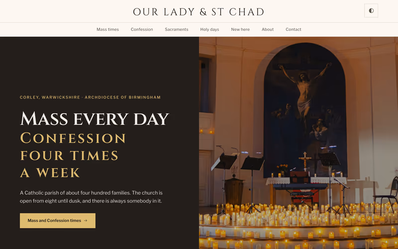 The “Front page” page of the Sanctus template