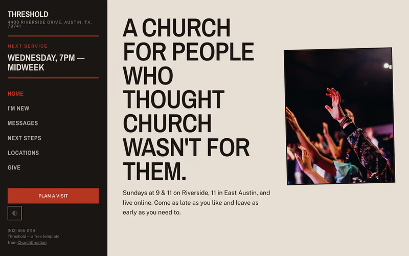 The “Front page” page of the Threshold template