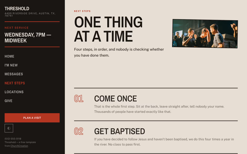 The “Next steps” page of the Threshold template