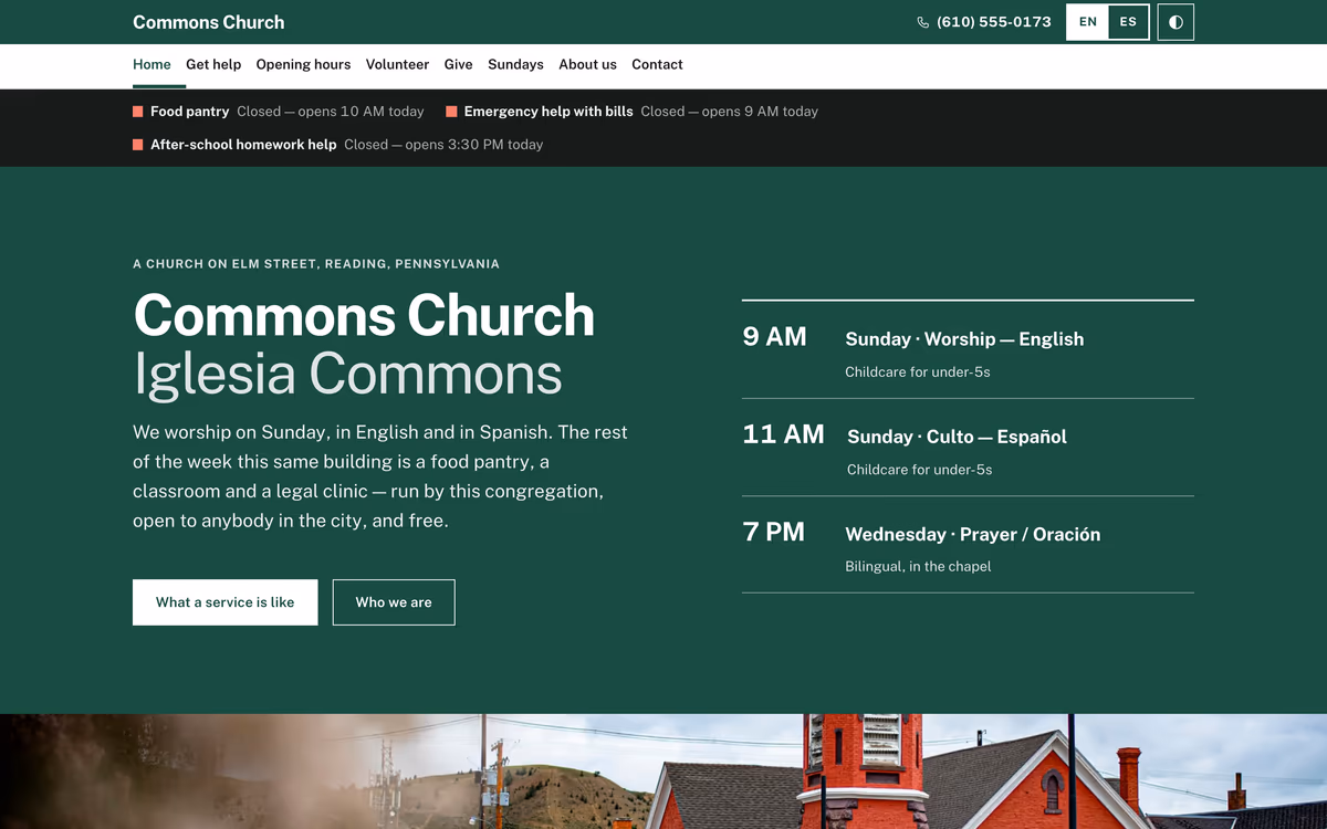 The Commons template’s front page