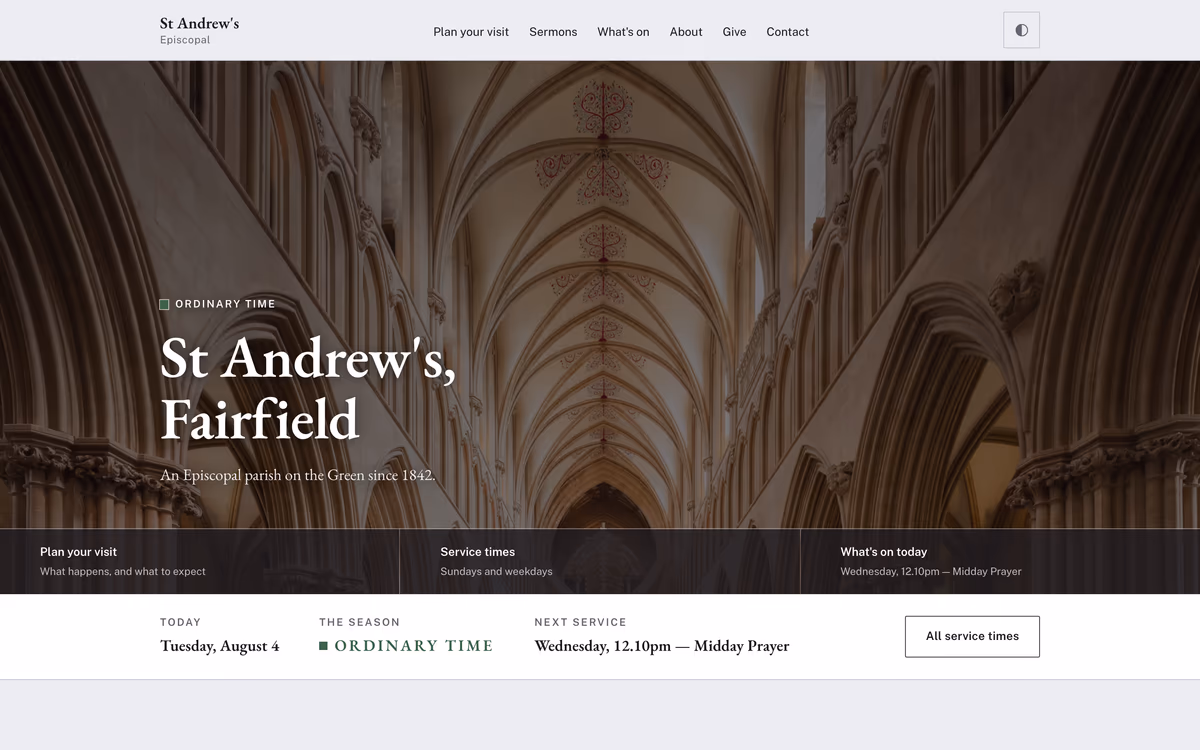 The Cornerstone template’s front page