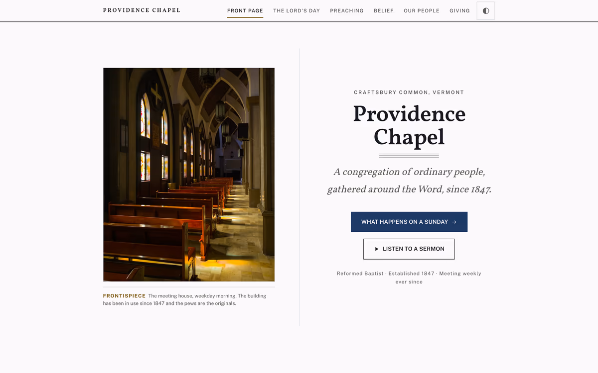 The Plainsong template’s front page