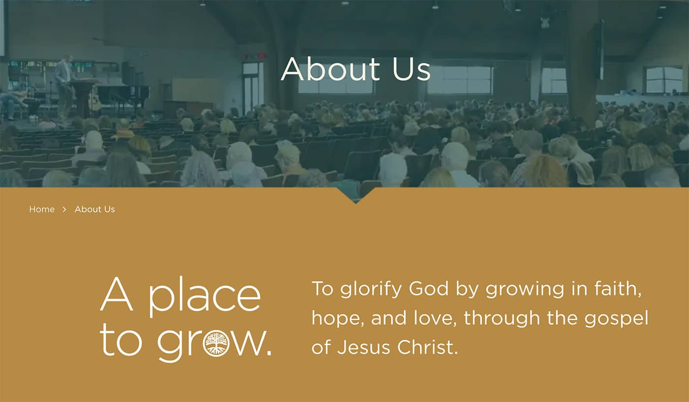 Church about us page example