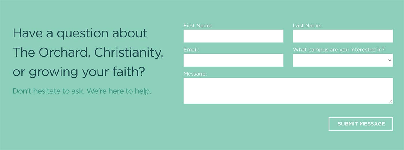 church contact us page example 