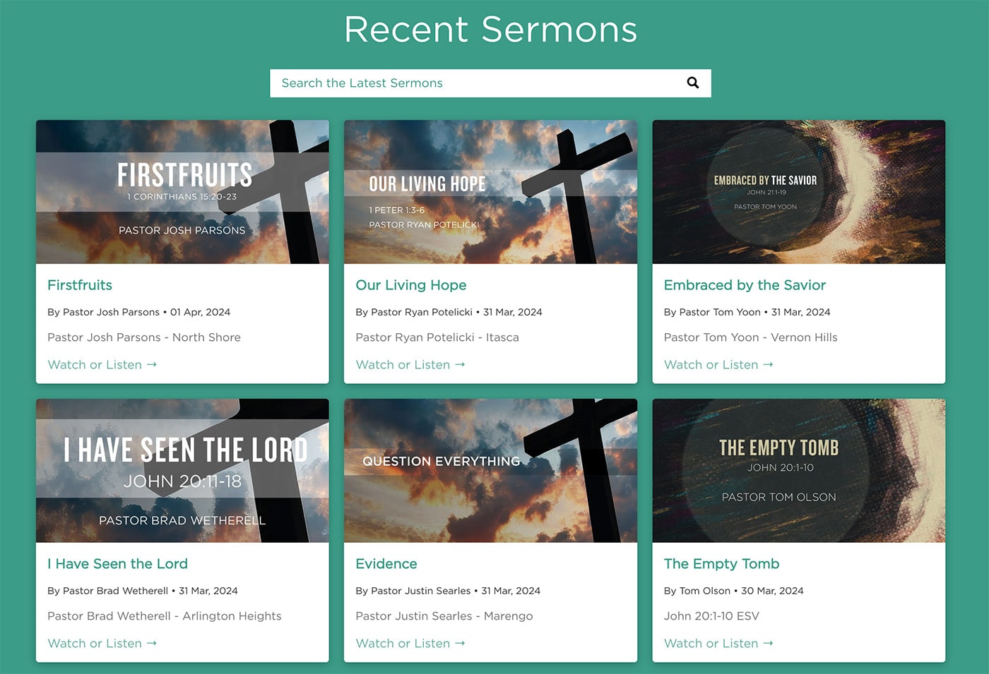 church media and sermon page