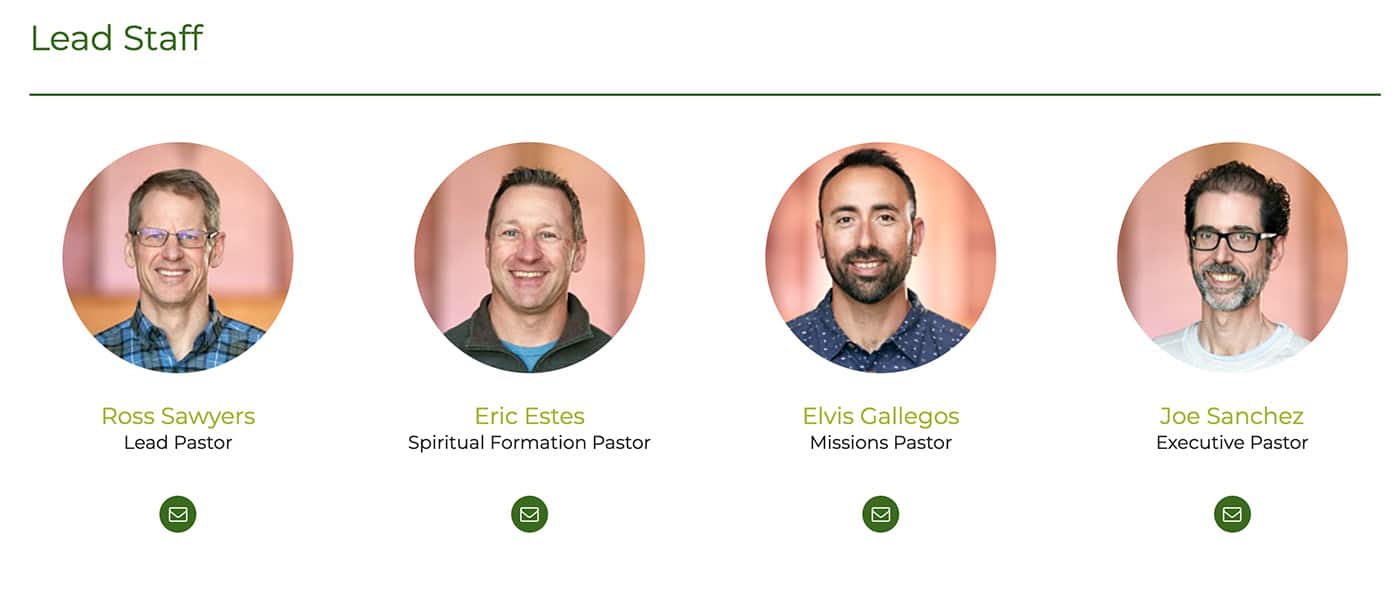 Church lead staff page example