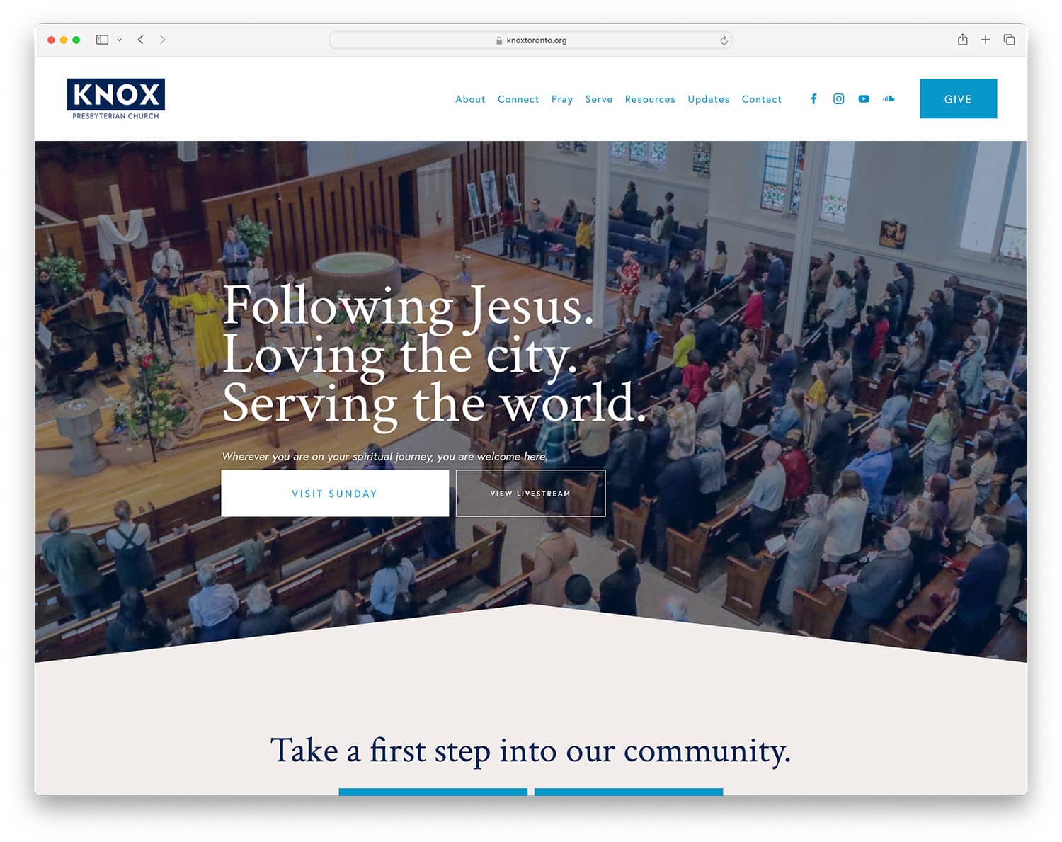 Large custom built church website