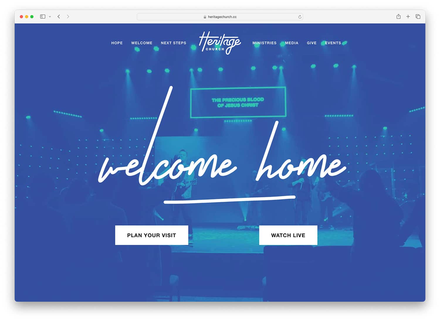 Simple church website built using Squarespace