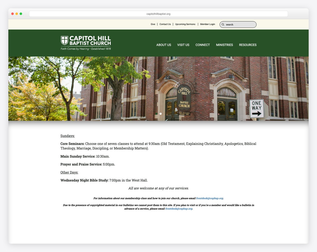 Capitol Hill Baptist Church (Washington, DC) website screenshot