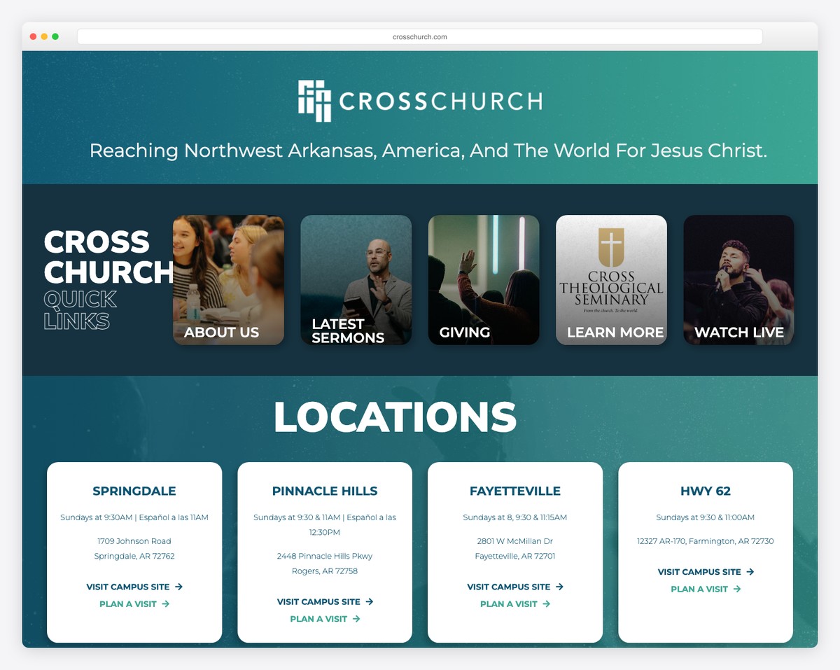 Cross Church (Northwest Arkansas) website screenshot