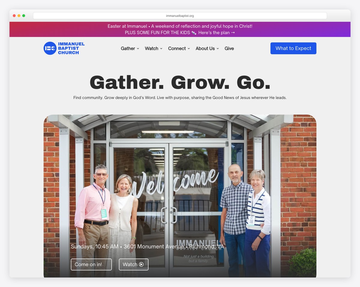 Immanuel Baptist Church (Louisville, KY) website screenshot