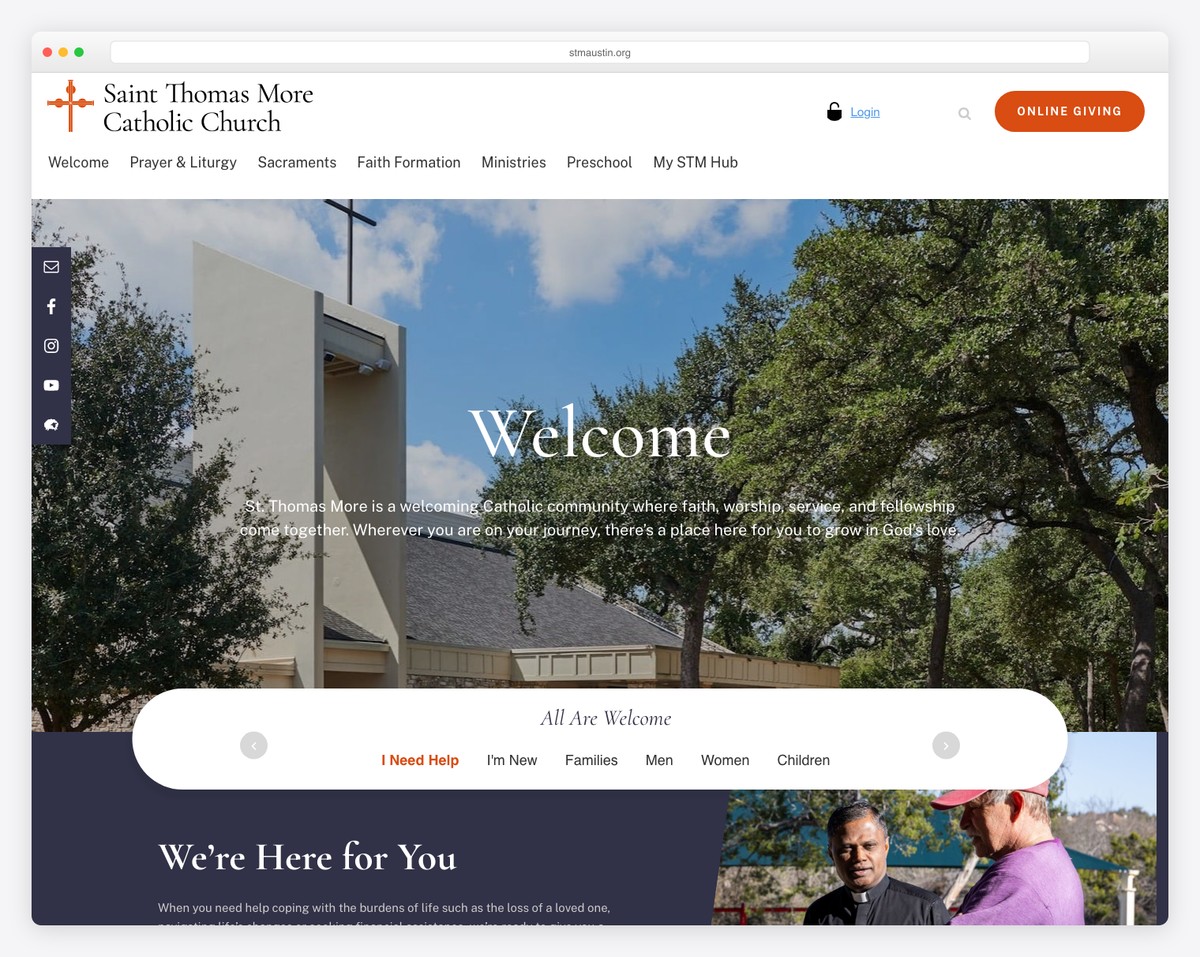 St. Thomas More Catholic Church (Austin, TX) website screenshot