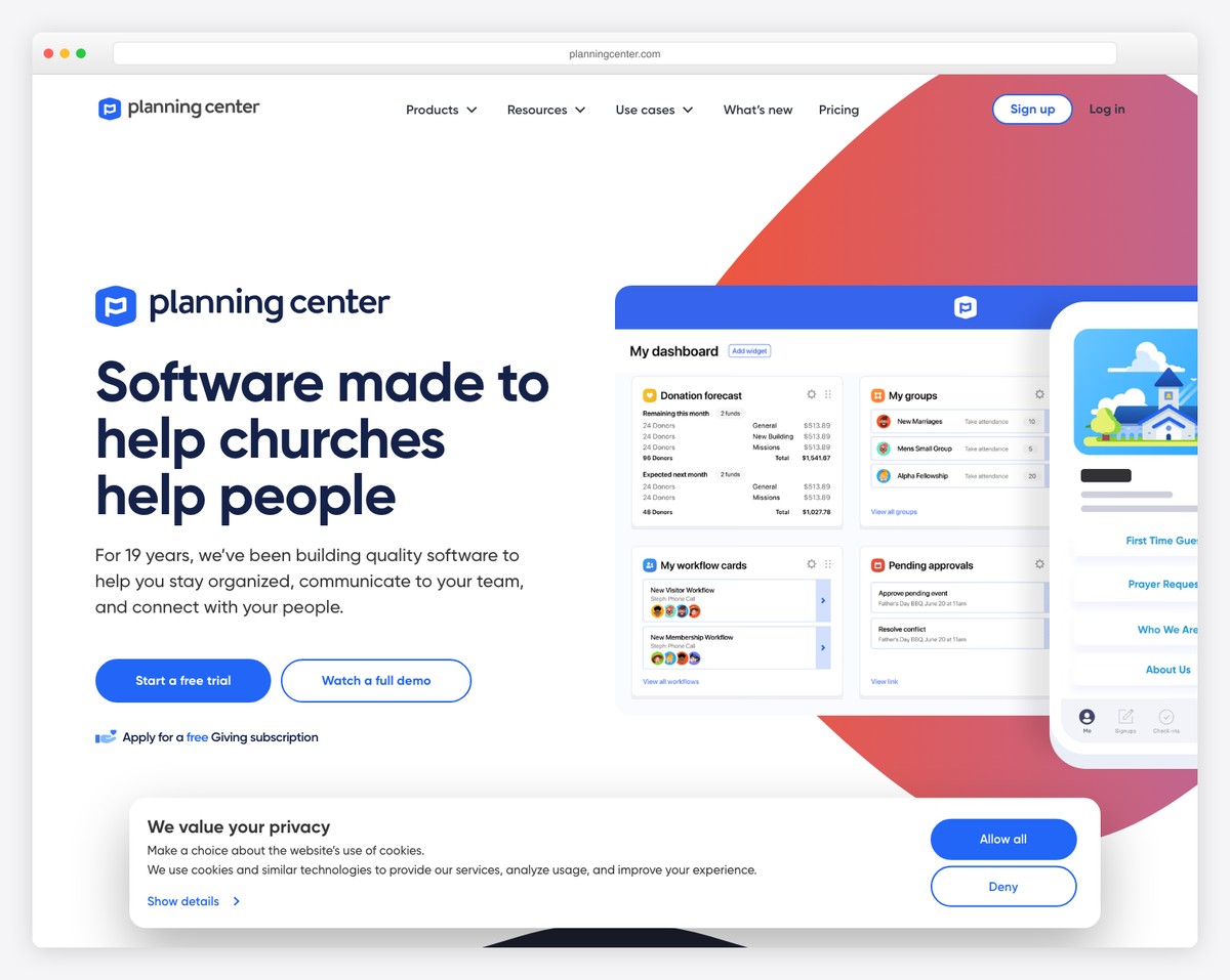 planning center homepage
