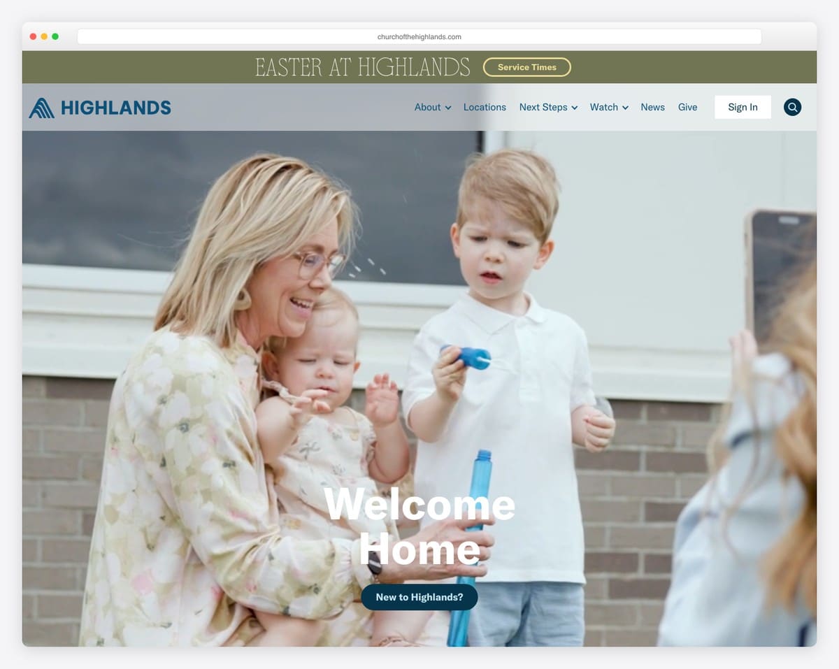 Church of the Highlands church website design