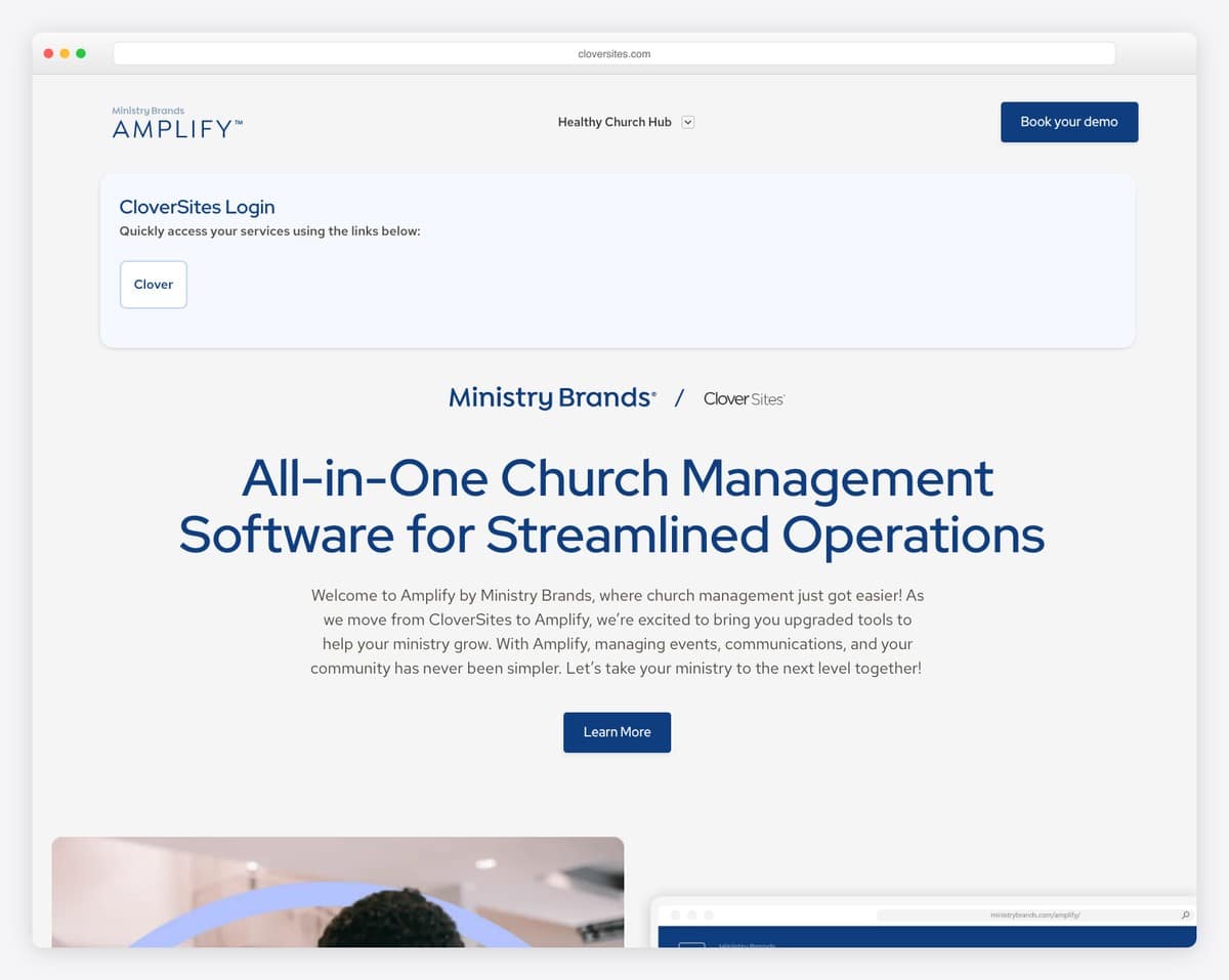 Clover Sites church website builder