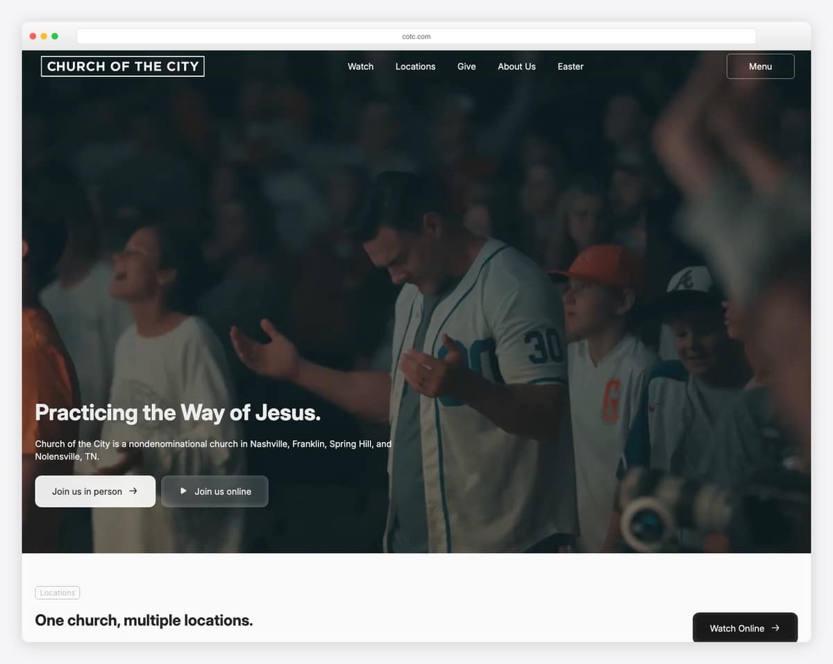 Church of the City church website design