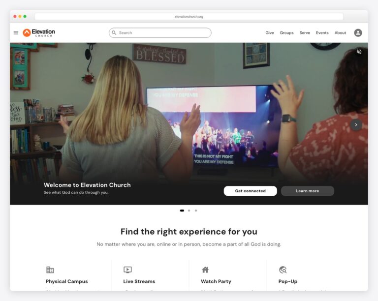 Elevation Church church website design