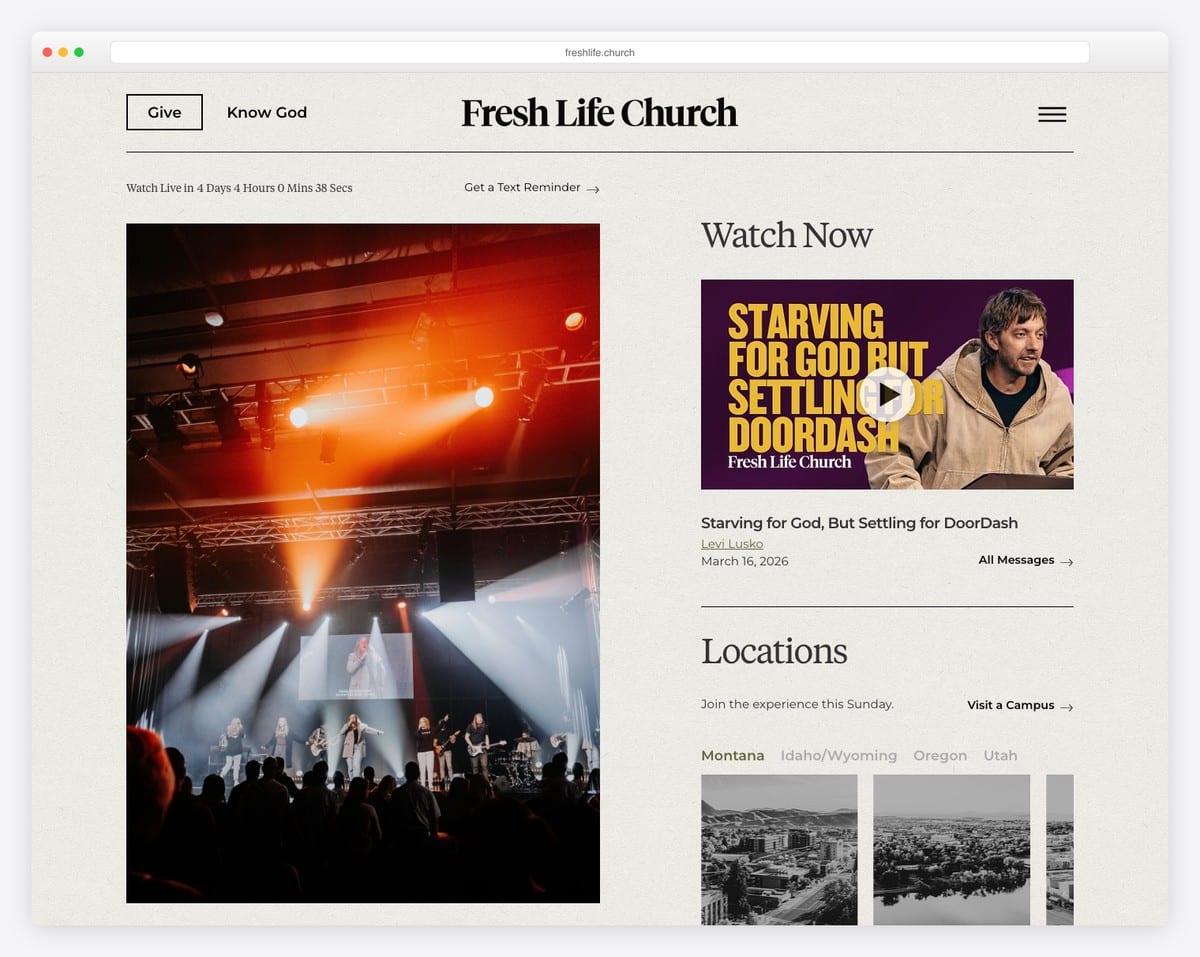 Fresh Life Church church website design