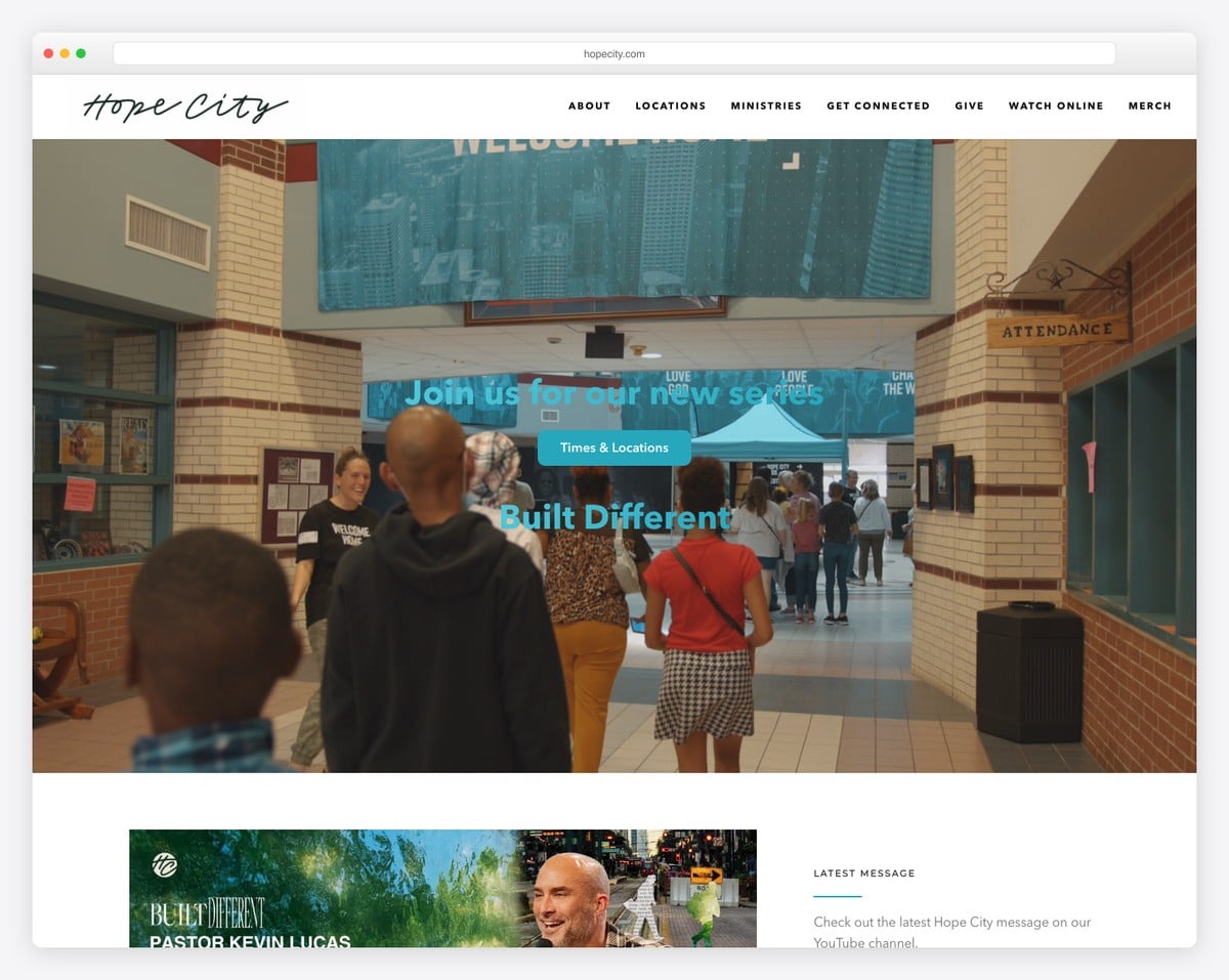 Hope City Church church website design