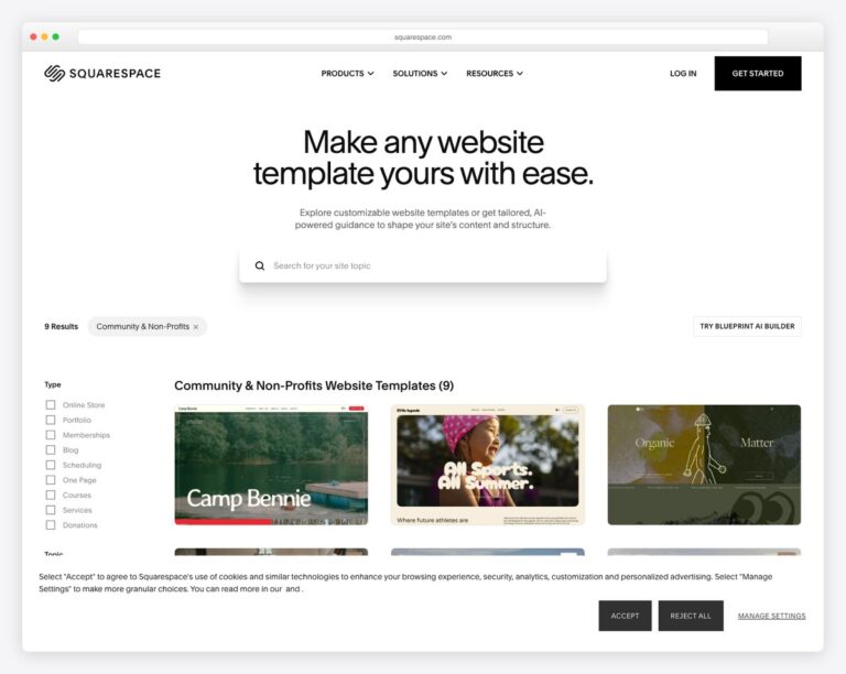 squarespace church templates