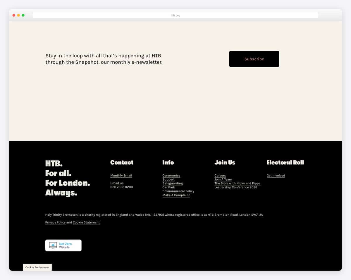 Holy Trinity Brompton (HTB) church website design