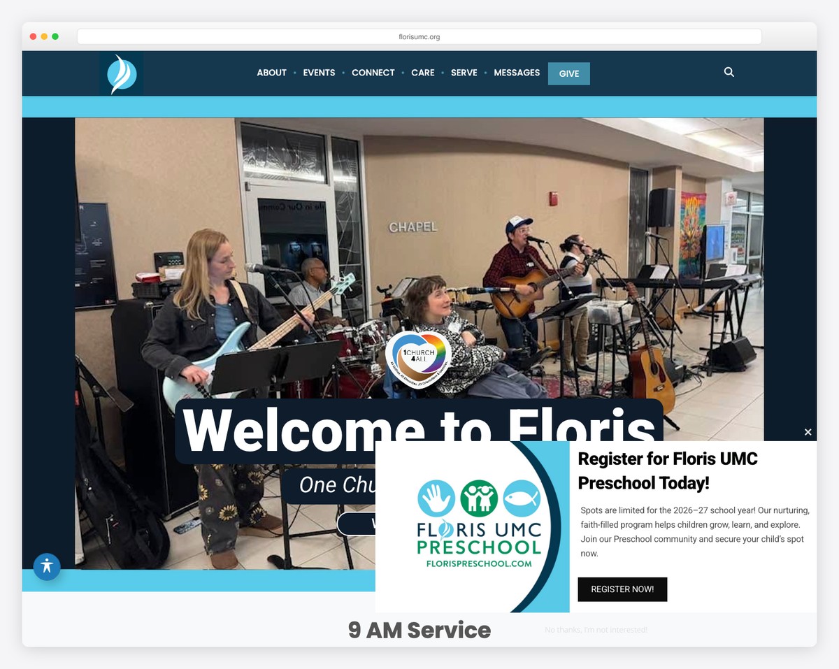 Floris United Methodist Church (Herndon, VA) website screenshot
