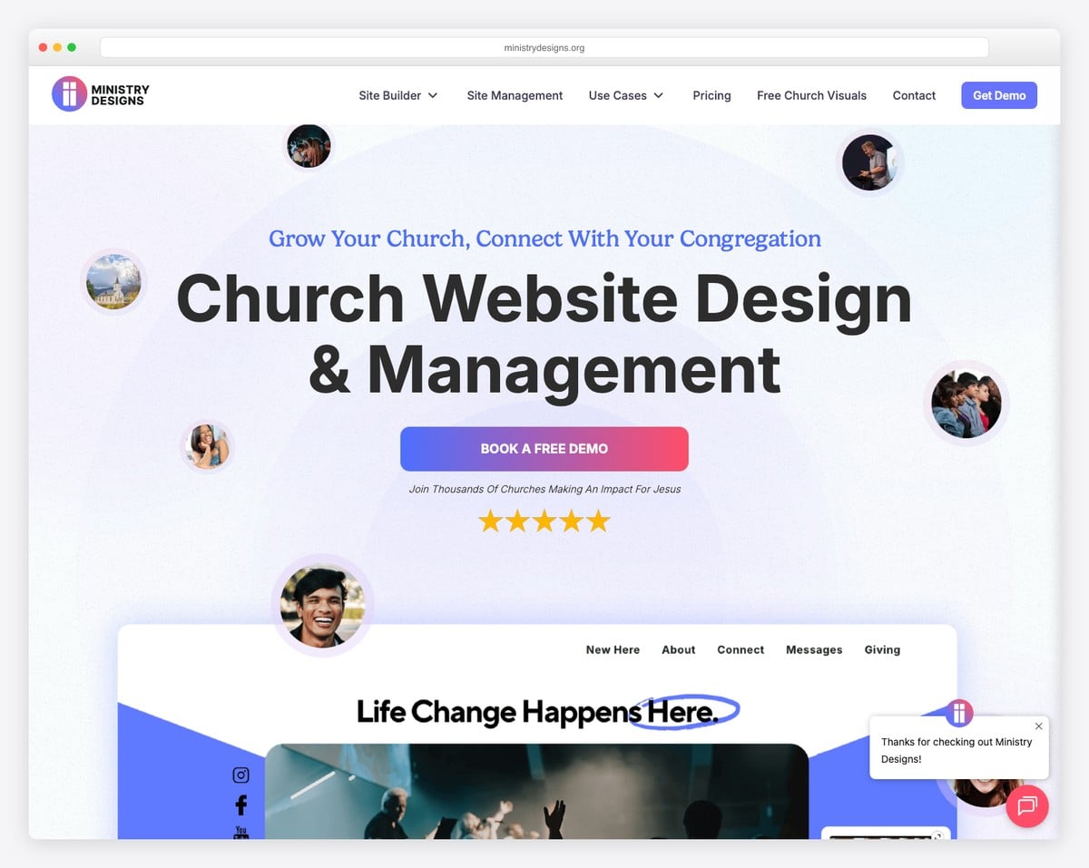 Ministry Designs managed church website service