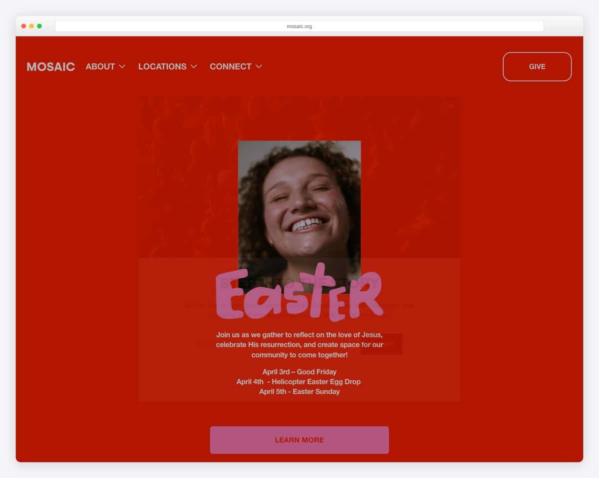 Mosaic Church church website design