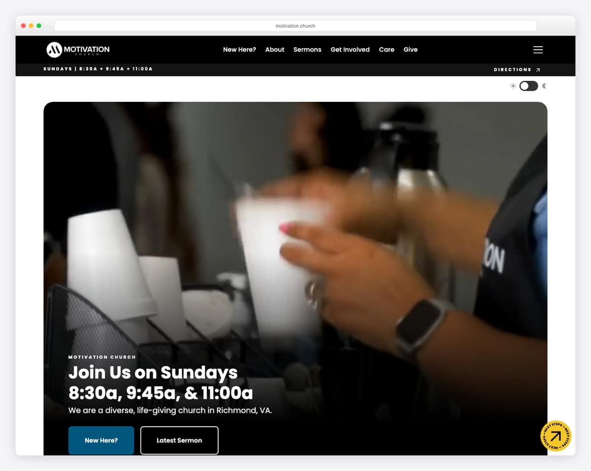 Motivation Church church website design