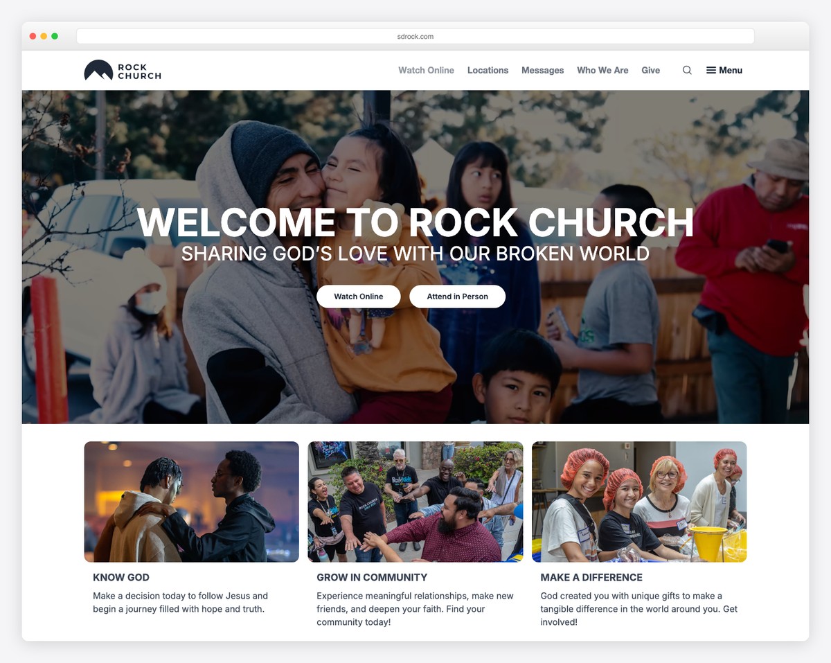 Rock Church (San Diego, CA) website screenshot