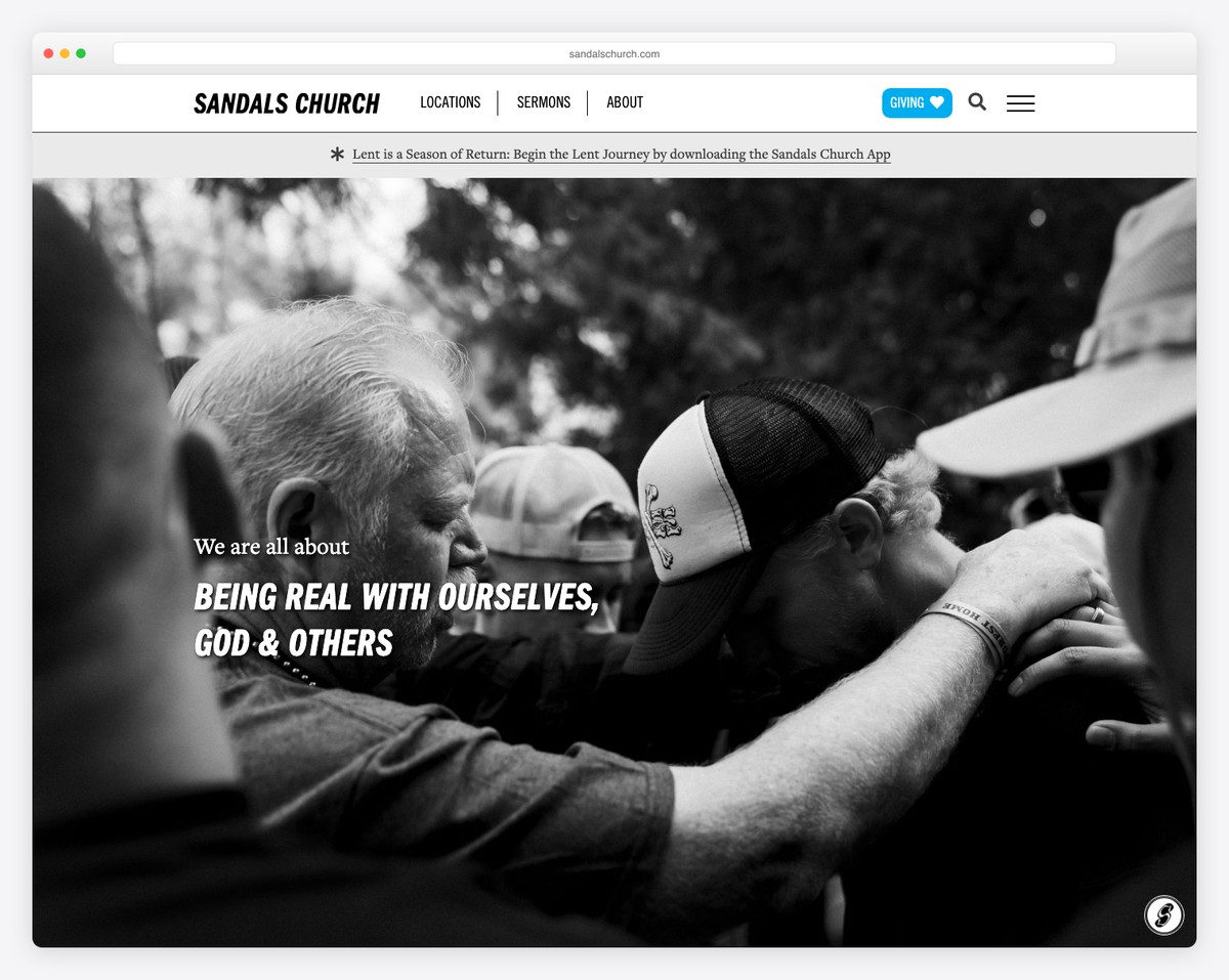 Sandals Church (Riverside, CA) website screenshot