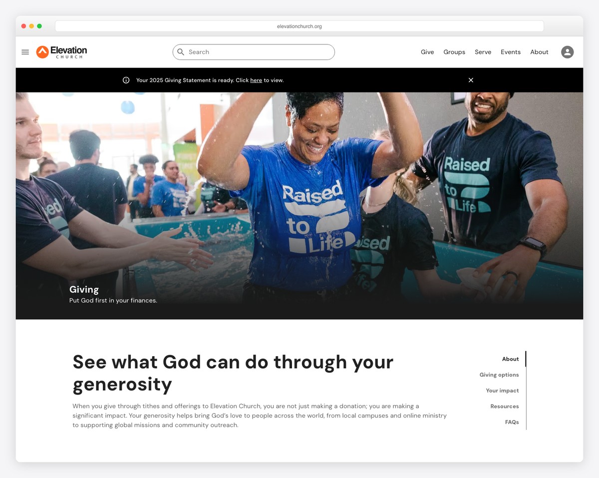 elevation giving
