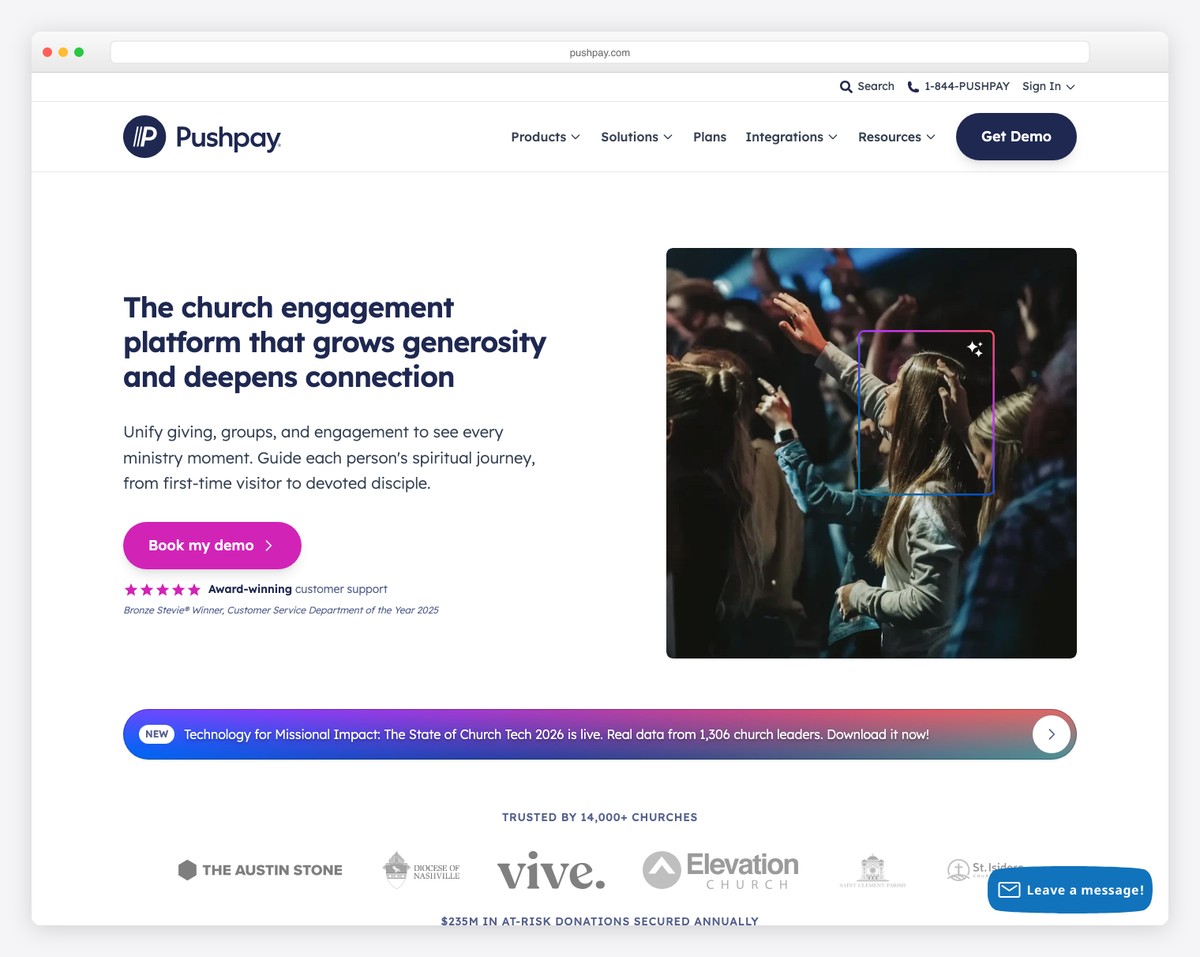 pushpay homepage