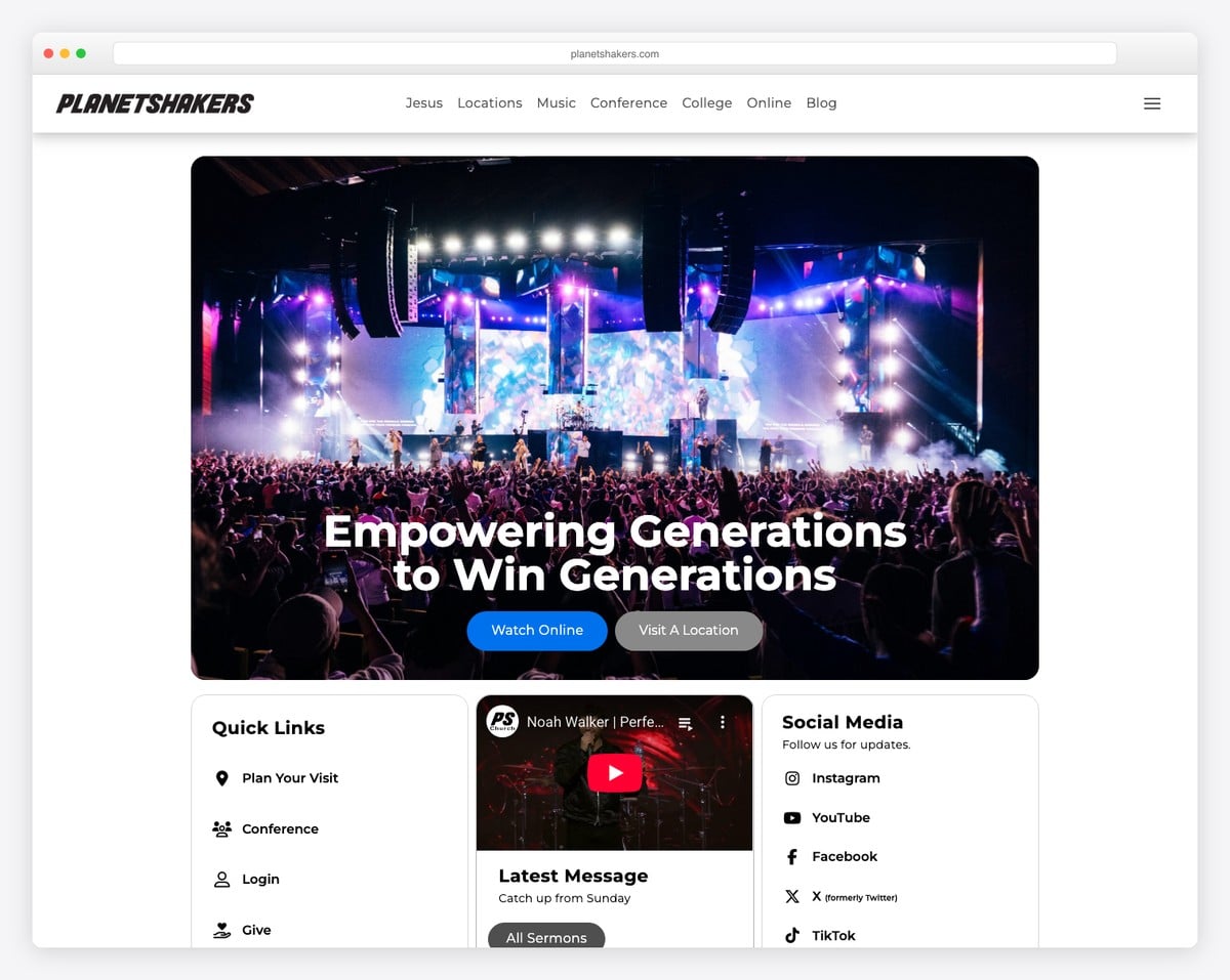 Planetshakers church website design