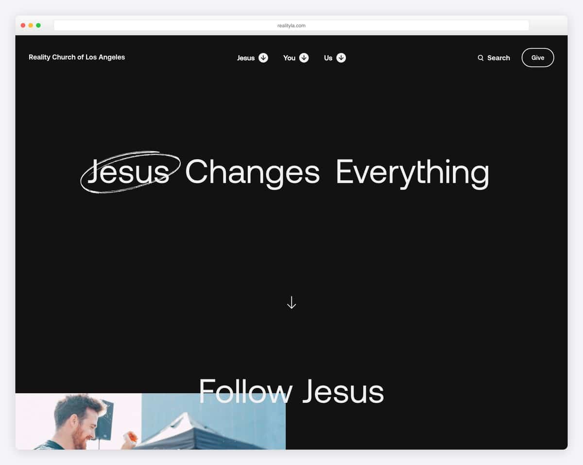 Reality LA Squarespace church website