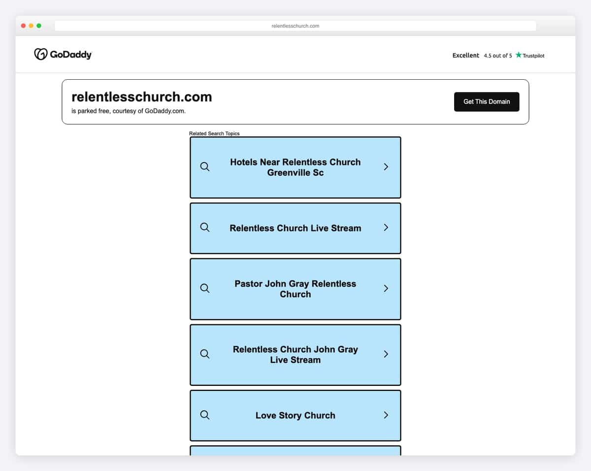 Relentless Church church website design