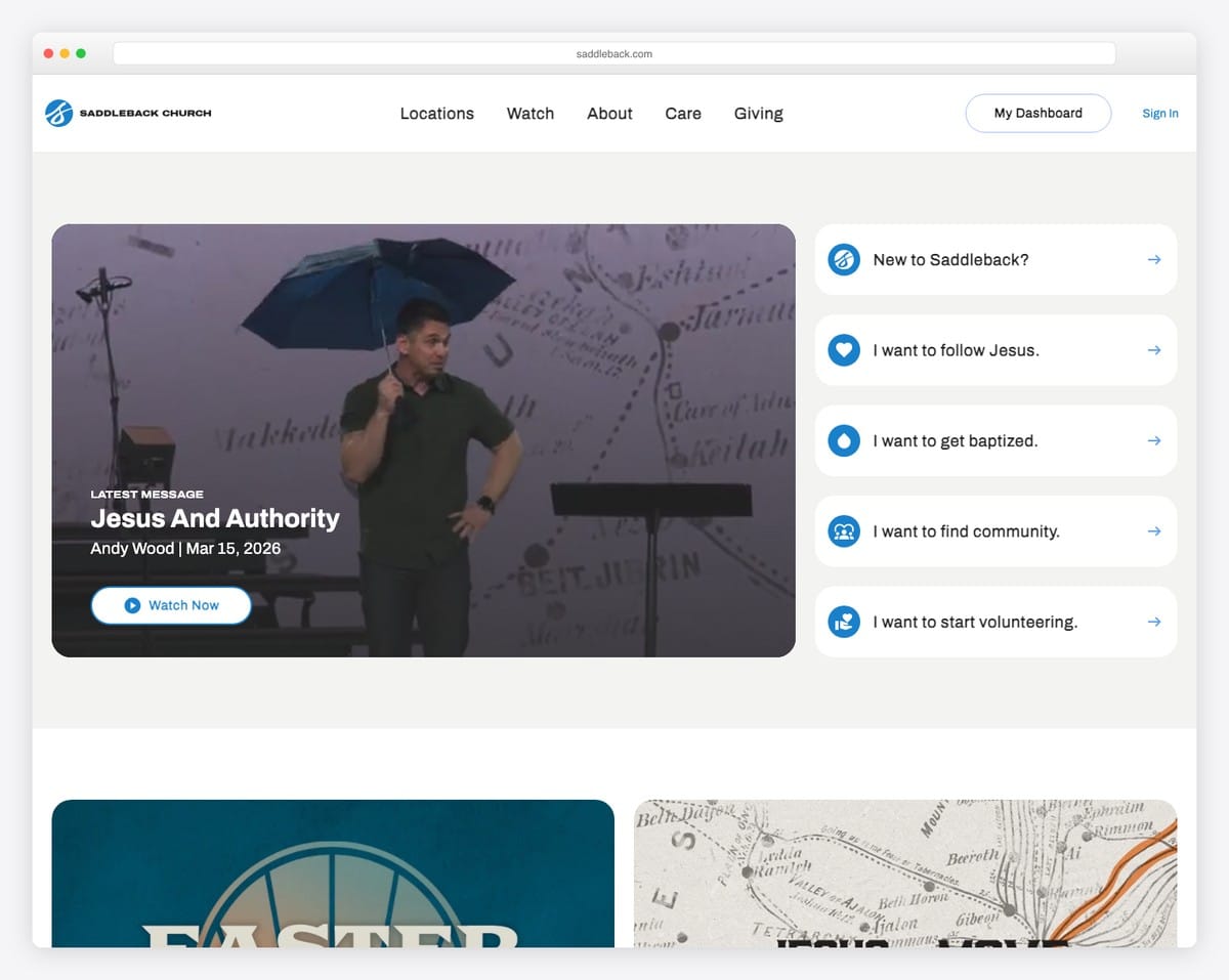 Saddleback Church church website design