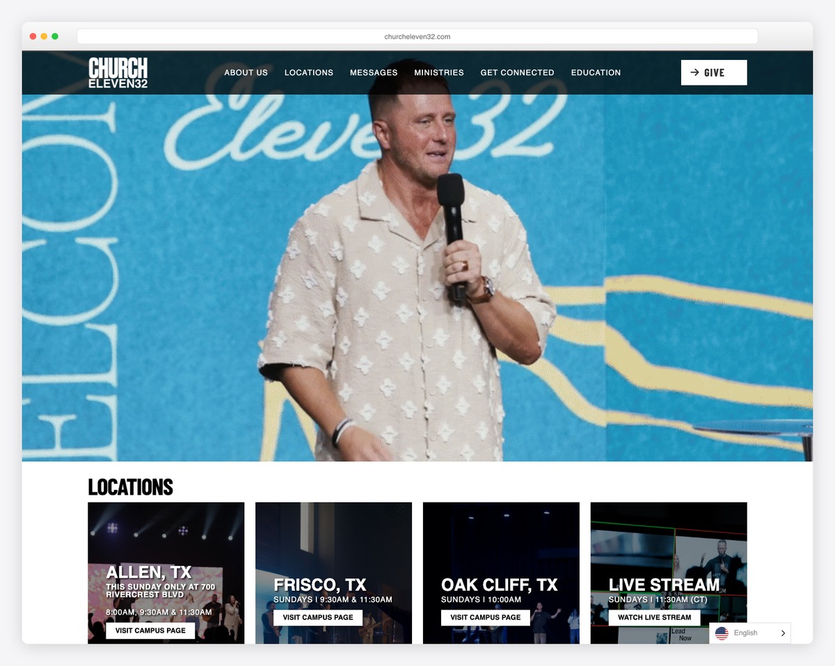 Church Eleven32 — Dallas, TX website screenshot