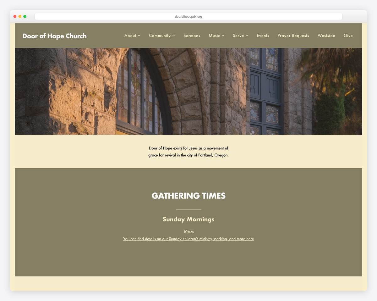 Door of Hope — Portland, OR website screenshot