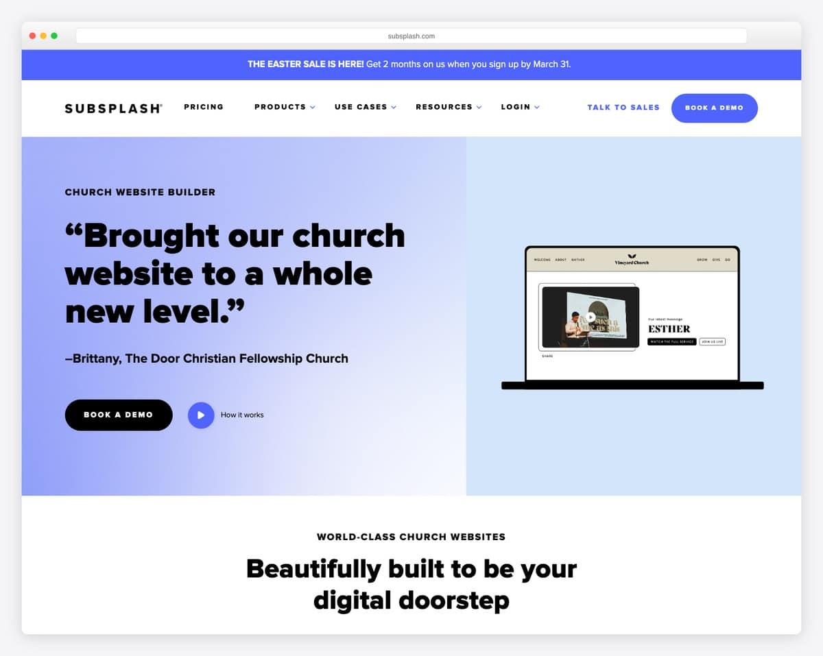 Subsplash church website and app platform
