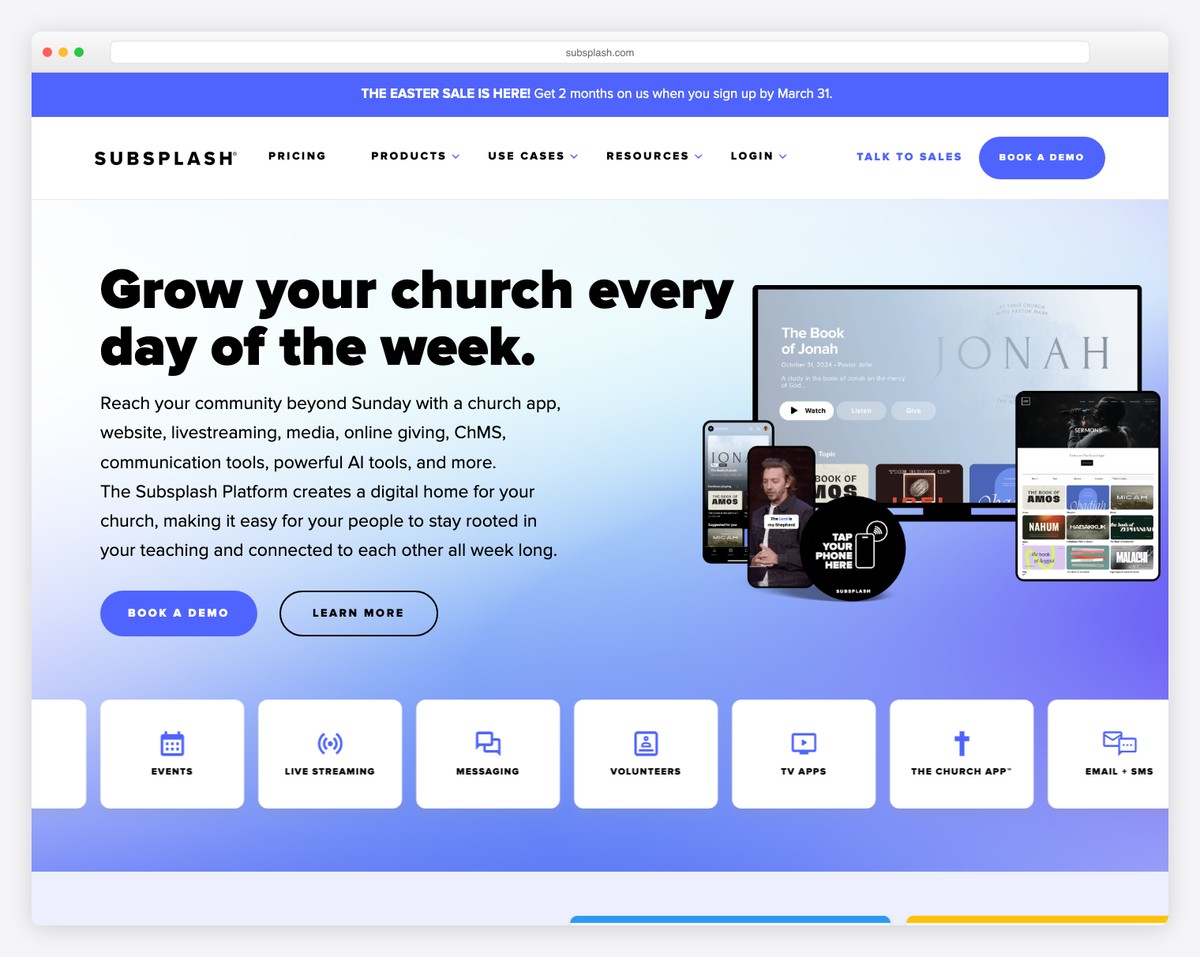 subsplash homepage screenshot