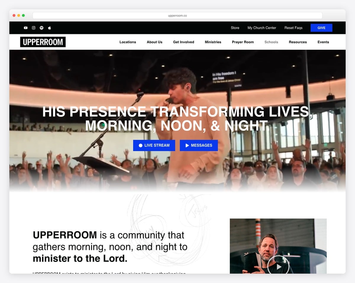 UPPERROOM Squarespace church website