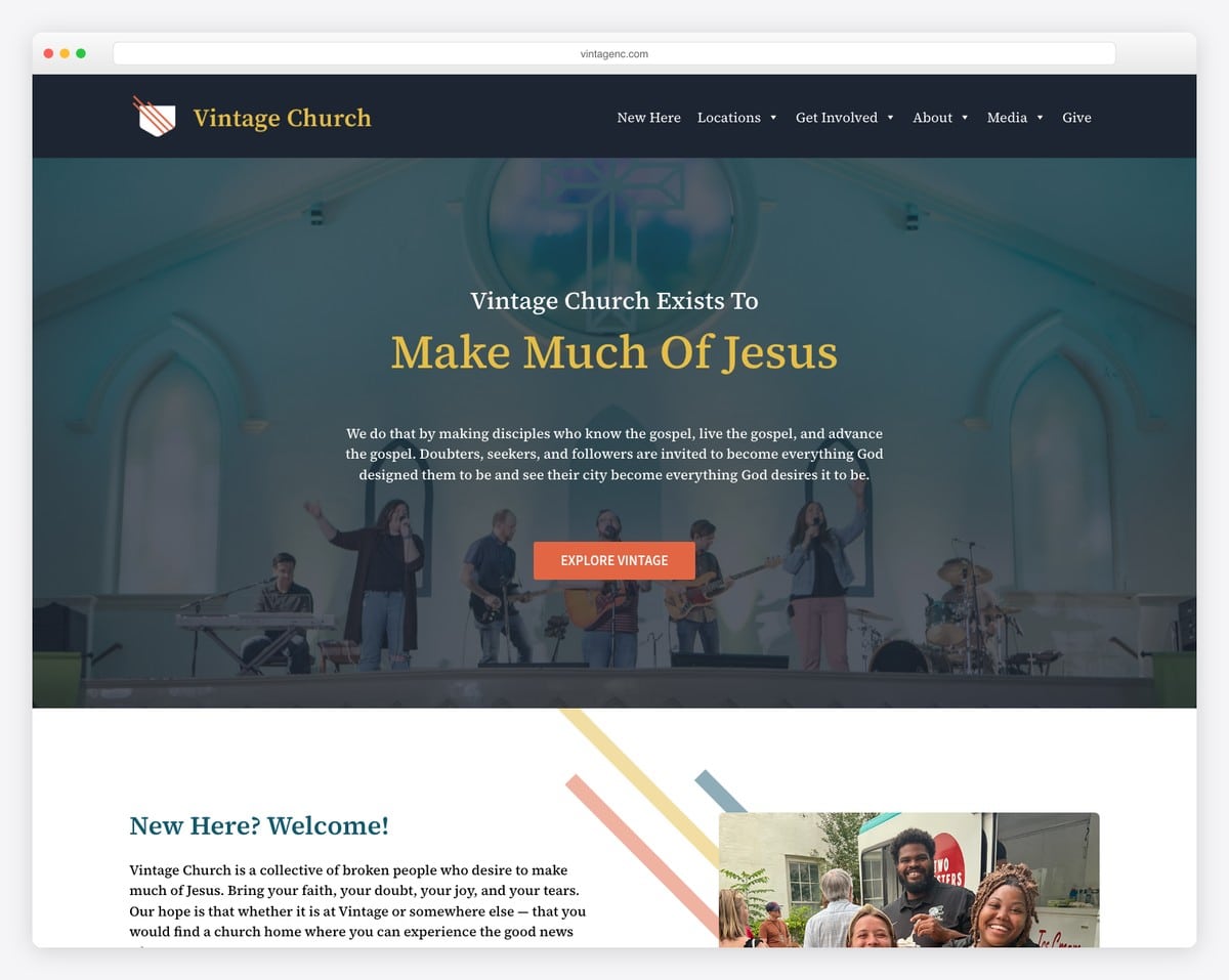 Vintage Church church website design